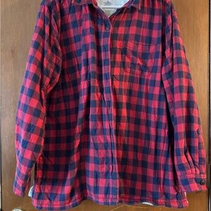 L.L. Bean Red and Navy Plaid Casual Shirt